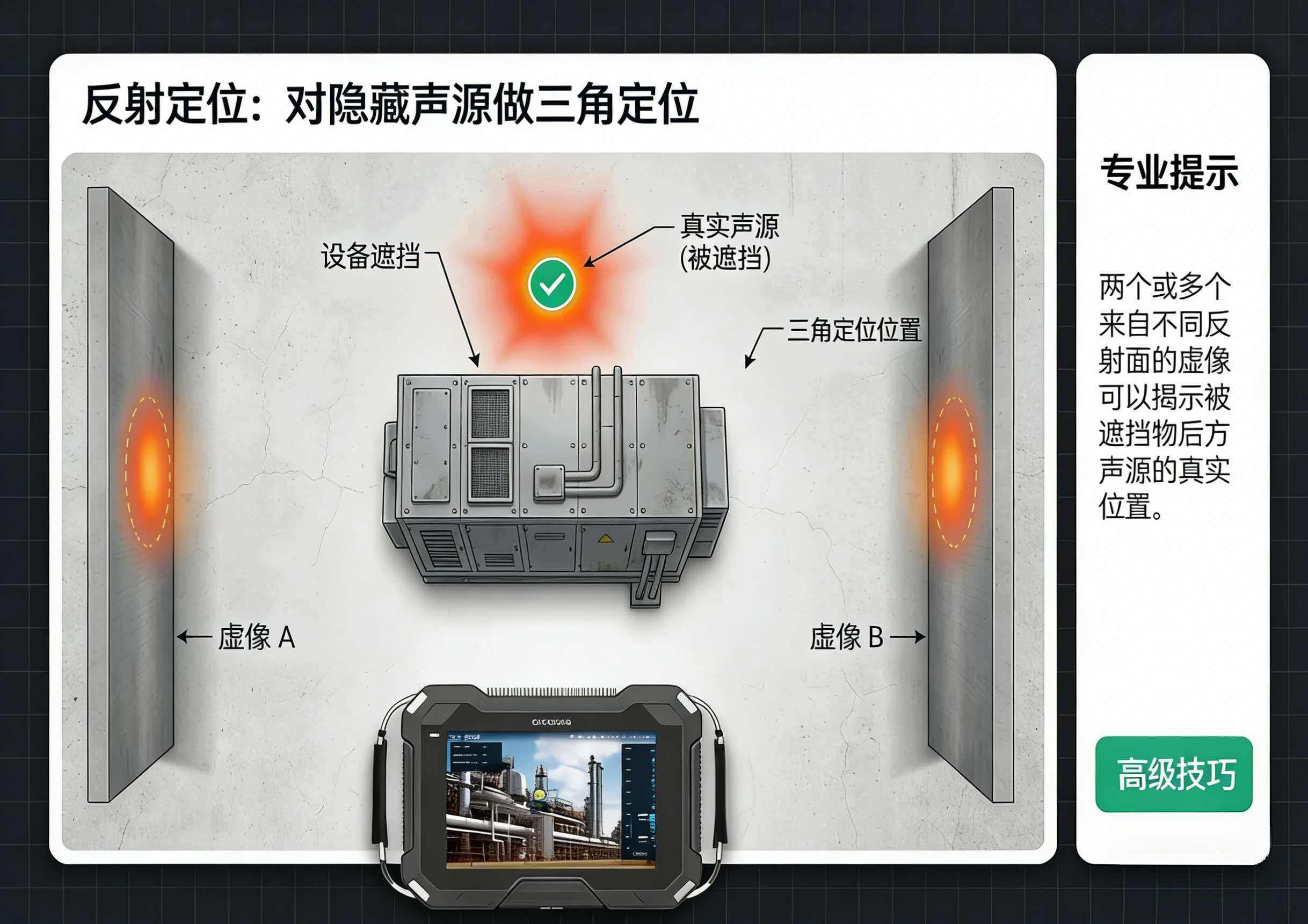 通过多角度观察区分真实声源与反射热点