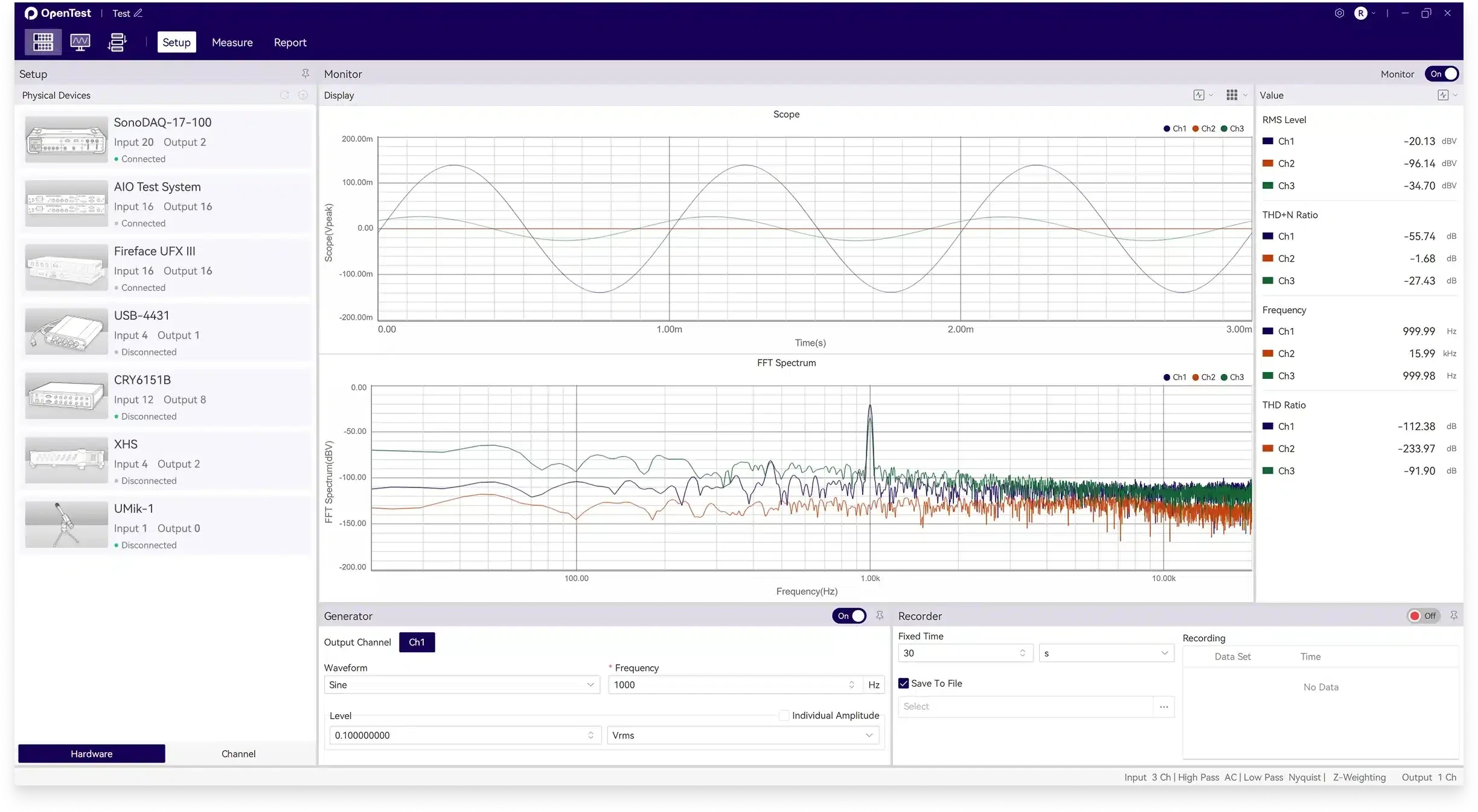 OpenTest 声学与振动测试平台将超低噪声信号转化为频谱、声级趋势和可追溯报告